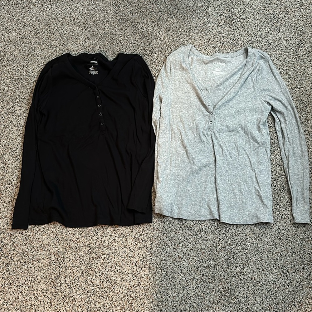 Sonoma Maternity Long Sleeve Ribbed Shirts Large 2 Pack